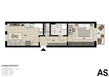 Pronájem bytu 2+kk v osobním vlastnictví 46 m², Rudná