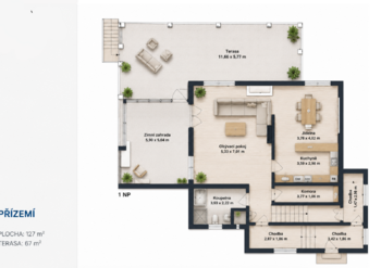 Půdorys přízemí - Prodej domu 412 m², Doksy