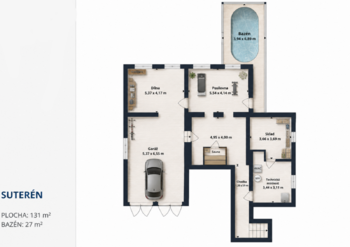 Půdorys suterén - Prodej domu 412 m², Doksy