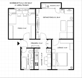 Prodej bytu 3+1 v osobním vlastnictví 69 m², Šumperk