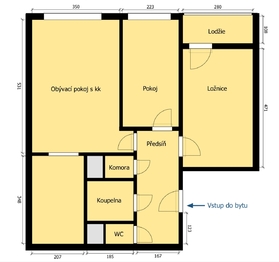 orientační plán bytu - Prodej bytu 3+kk v osobním vlastnictví 62 m², Praha 4 - Chodov