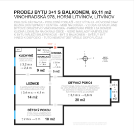 Prodej bytu 3+1 v družstevním vlastnictví 62 m², Litvínov