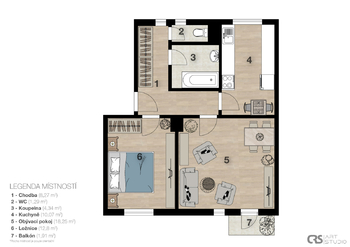 Prodej bytu 2+1 v osobním vlastnictví 80 m², Bojanov