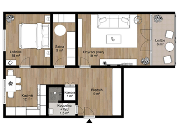 Pronájem bytu 2+1 v osobním vlastnictví 62 m², Plzeň