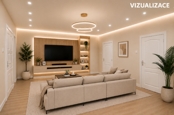 Vizualizace - Obývací pokoj - Prodej bytu 3+1 v osobním vlastnictví 114 m², Břeclav