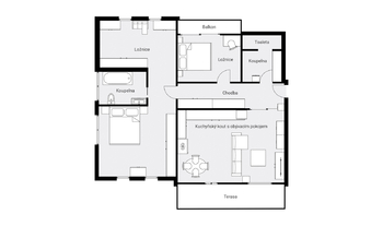 Plánek - Prodej bytu 3+kk v osobním vlastnictví 120 m², Praha 6 - Suchdol