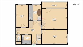 Pronájem bytu 3+1 v osobním vlastnictví 59 m², Brno