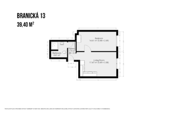 Půdorys - Pronájem bytu 2+kk v osobním vlastnictví 39 m², Praha 4 - Braník