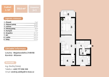 Prodej bytu 3+1 v družstevním vlastnictví 60 m², Karviná