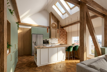 vizualizace podkroví - Prodej bytu 4+kk v osobním vlastnictví 139 m², Praha 4 - Braník