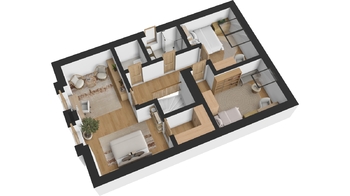 Půdorys 2. NP - Prodej bytu 4+kk v osobním vlastnictví 111 m², Stěžery