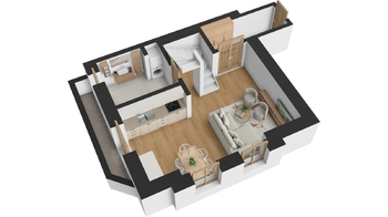 Půdorys 1.NP - Prodej bytu 4+kk v osobním vlastnictví 111 m², Stěžery