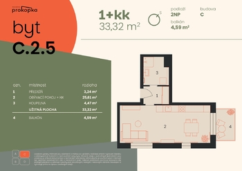 Prodej bytu 1+kk v osobním vlastnictví 38 m², Kolín