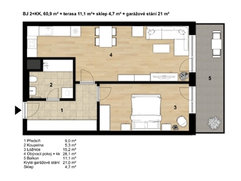 Pronájem bytu 2+kk v osobním vlastnictví 58 m², Praha 3 - Strašnice