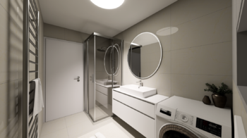 Vizualizace - Koupelna - Prodej bytu 2+kk v osobním vlastnictví 50 m², Cvrčovice