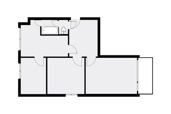 půdorys bytu - Prodej bytu 3+1 v osobním vlastnictví 60 m², Klatovy