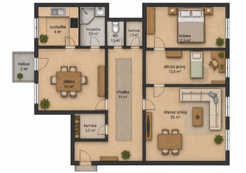 Prodej bytu 4+1 v osobním vlastnictví 106 m², Chrudim