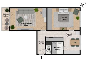 Prodej bytu 2+1 v osobním vlastnictví 64 m², Jablonec nad Nisou