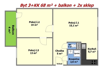 Pronájem bytu 3+kk v osobním vlastnictví 68 m², Pardubice
