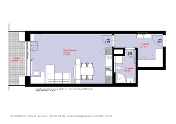 Pronájem bytu 1+kk v osobním vlastnictví 41 m², Praha 4 - Záběhlice