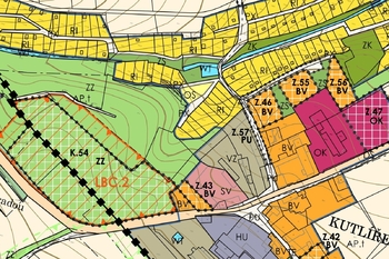 Náhled na územní plán (hlavní výkres) - Prodej pozemku 345 m², Křečhoř