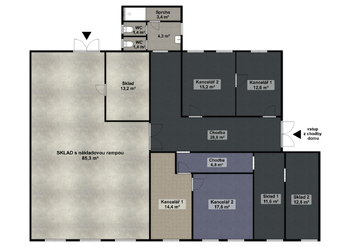 Pronájem kancelářských prostor 222 m², Plzeň