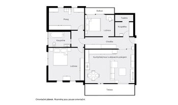 Půdorys - Prodej bytu 4+kk v osobním vlastnictví 120 m², Praha 6 - Suchdol