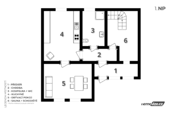 Půdorys 1.NP - Prodej domu 100 m², Studená