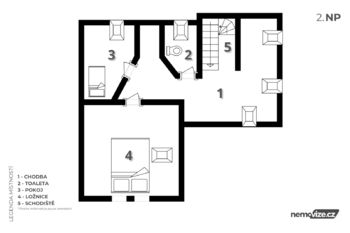 Půdorys podkroví - Prodej domu 100 m², Studená