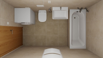 vizualizace koupeny - Prodej bytu 2+kk v družstevním vlastnictví 55 m², Praha 9 - Prosek