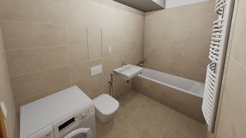 vizualizace koupelny - Prodej bytu 2+kk v družstevním vlastnictví 55 m², Praha 9 - Prosek