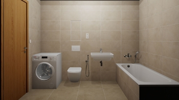vizualizace koupelny - Prodej bytu 2+kk v družstevním vlastnictví 55 m², Praha 9 - Prosek