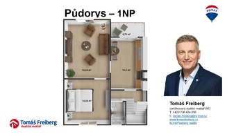 Půdorys - 1NP - Prodej domu 130 m², Písek