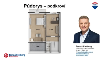 Půdorys - podkroví - Prodej domu 130 m², Písek