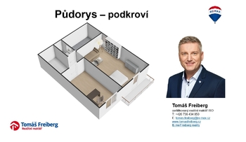 Půdorys - podkroví - Prodej domu 130 m², Písek