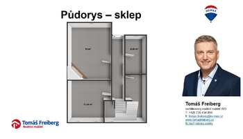 Půdorys - sklep - Prodej domu 130 m², Písek