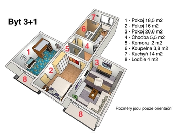 Pronájem bytu 3+1 v osobním vlastnictví 80 m², Jablonec nad Nisou