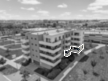Pohled na dům - vyznačení bytu - Prodej bytu 4+kk v osobním vlastnictví 107 m², Praha 10 - Dolní Měcholupy