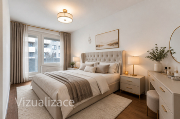 Ložnice - vizualizace - Prodej bytu 4+kk v osobním vlastnictví 107 m², Praha 10 - Dolní Měcholupy