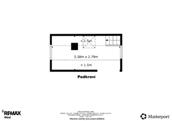 Půdorys podkroví - Prodej domu 100 m², Nejdek