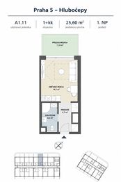 Pronájem bytu 1+kk v osobním vlastnictví 26 m², Praha 5 - Hlubočepy