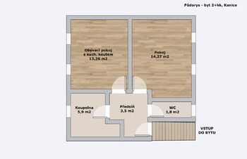 Pronájem bytu 2+kk v osobním vlastnictví 39 m², Kanice