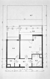 plánek - Pronájem bytu 2+kk v osobním vlastnictví 52 m², Praha 10 - Pitkovice