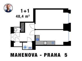 Pronájem bytu 1+1 v osobním vlastnictví 48 m², Praha 5 - Košíře