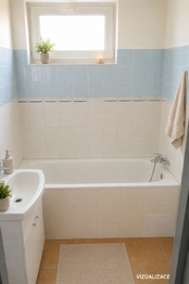 Koupelna-vizualizace - Pronájem bytu 3+kk v osobním vlastnictví 80 m², Postoloprty