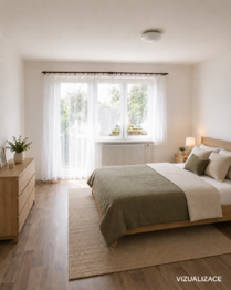 Ložnice-vizualizace - Pronájem bytu 3+kk v osobním vlastnictví 80 m², Postoloprty