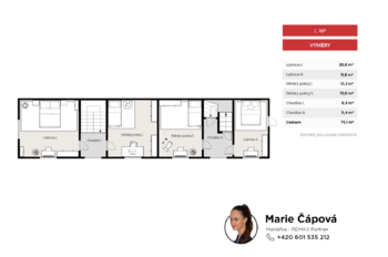 půdorys patra - Prodej domu 170 m², Vrbičany