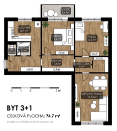 Prodej bytu 3+1 v osobním vlastnictví 74 m², Rožnov pod Radhoštěm
