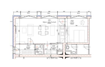Půdorys - Pronájem bytu 2+kk v osobním vlastnictví 52 m², Praha 9 - Újezd nad Lesy