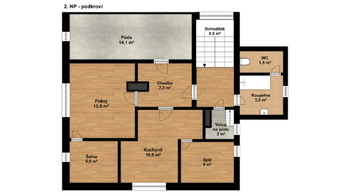 II.NP - Půdorys aktuálního stavu  - Prodej domu 144 m², Dobrá